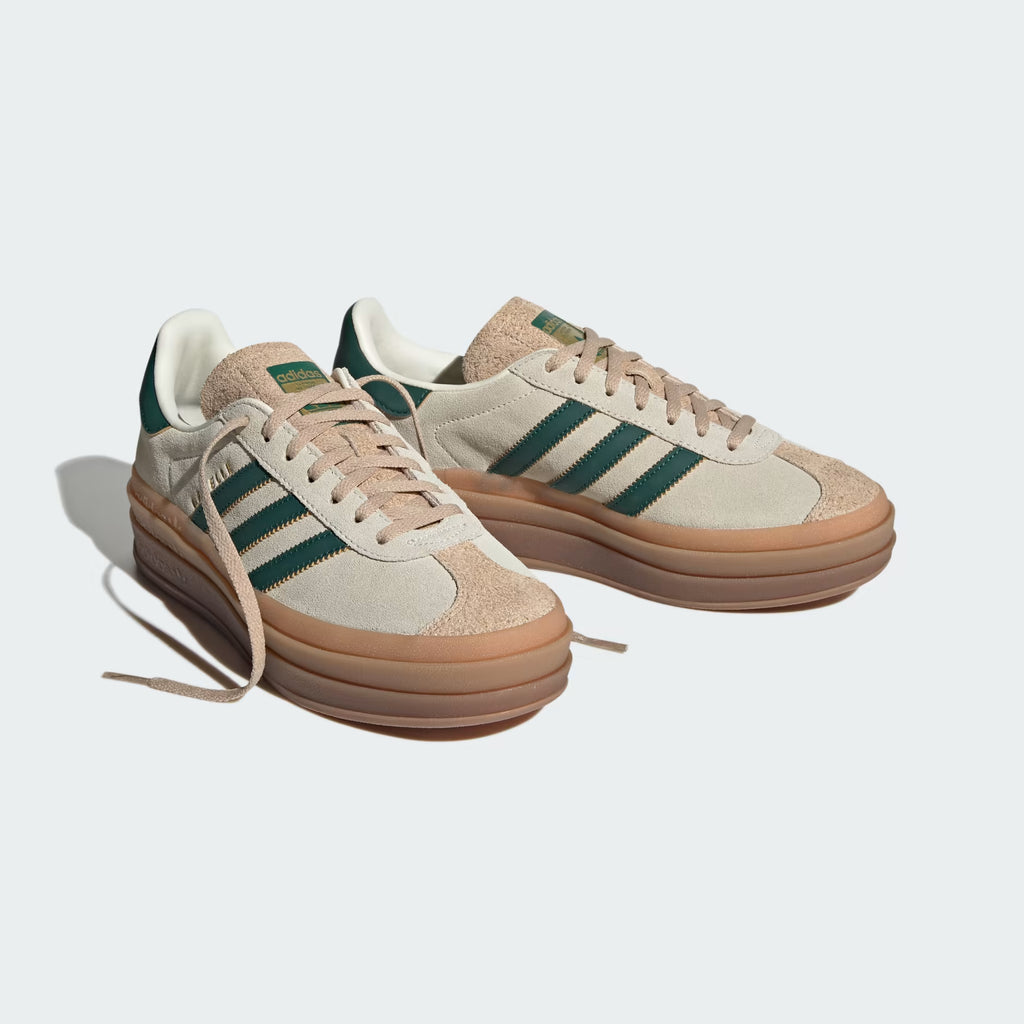 Adidas Gazelle Bold Shoes (Cream White/Collegiate Green)