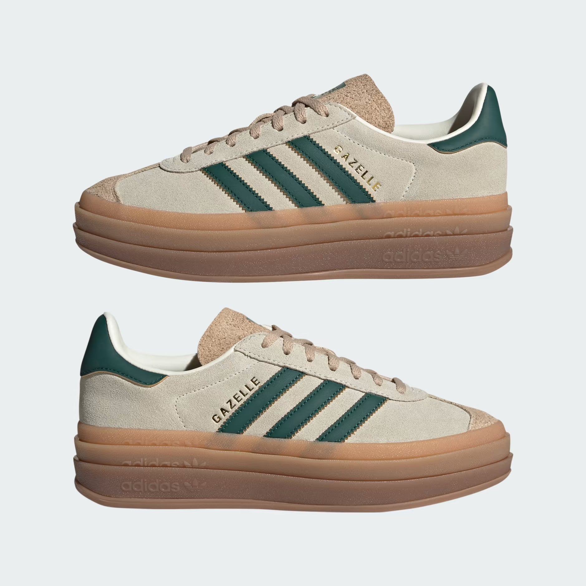 Adidas Gazelle Bold Shoes (Cream White/Collegiate Green)